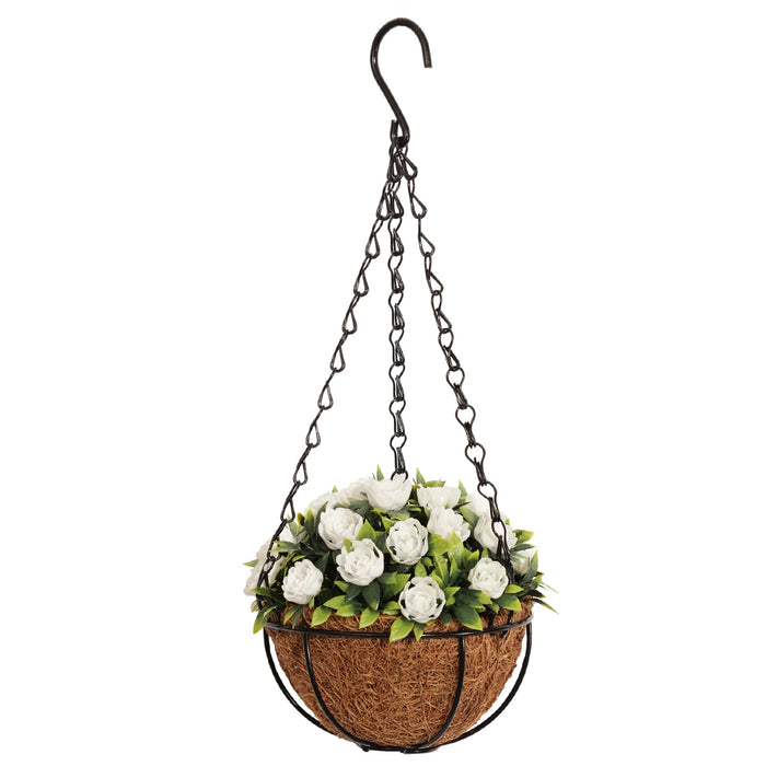 Artificial Flower Basket – Eucalyptus, Rose & Lavender Hanging Plant for Garden, Party, and Outdoor Décor
