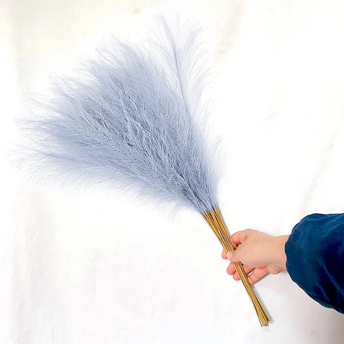 10pcs Artificial Pampas Grass – Blue Fake Reed Flowers for Wedding, Home, Party, and Vase Decoration
