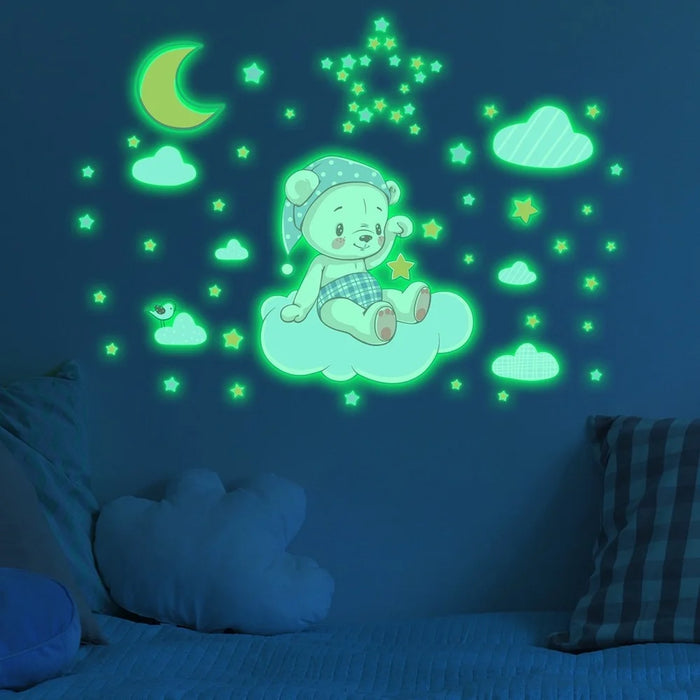 Glow in the Dark Cartoon Luminous Wall Stickers – Fluorescent Rainbow Decal for Kids' Rooms, Bedroom, Ceiling, and Nursery Home Decor