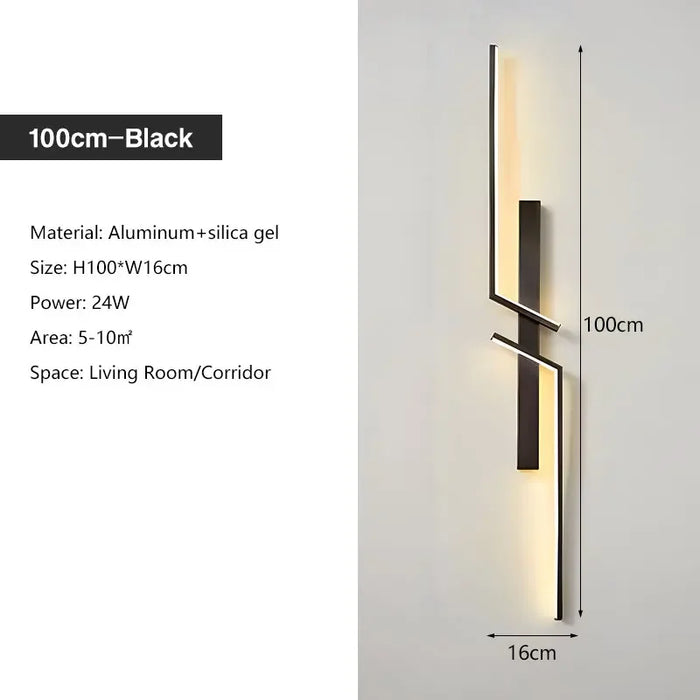 Modern Black and Gold LED Wall Lamp – Wall Mounted Lighting for Corridor, Bedroom, Living Room, and Indoor Spaces