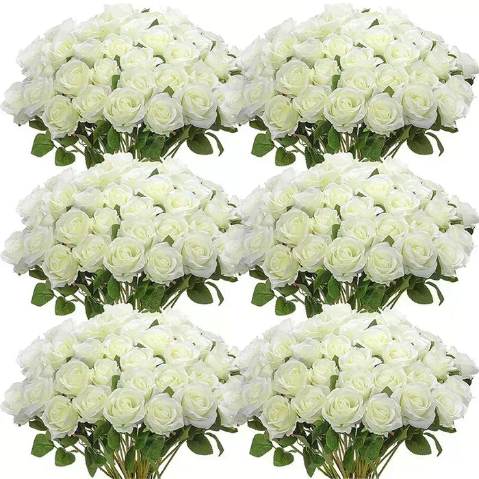 50 Pcs Artificial Silk Roses – Realistic Fake Rose Flowers for Wedding Centerpieces, Home Decor, Party Decorations, and DIY Bouquets