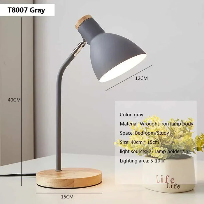 Wooden Creative Table Lamp – Nordic Flex Desk Light, LED E27, Eye Protection Reading Lamp for Bedroom, Living Room & Home Decor