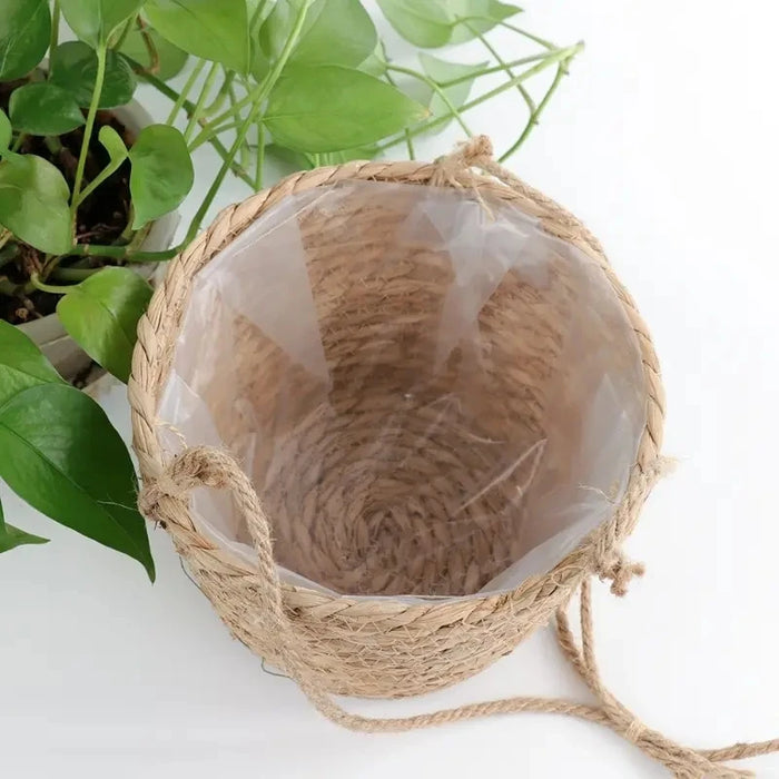Garden Hanging Planter Macrame Basket – Woven Jute Rope Flower Pot Holder for Indoor/Outdoor – Plant Storage Hangers for Home, Patio, Balcony