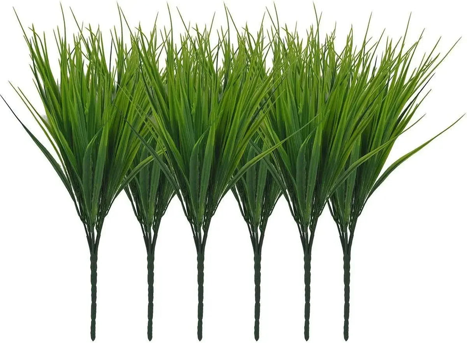 6PCS Artificial Wheat Grass Bushes – UV Resistant Faux Greenery for Outdoor, Home, Office, and Wedding Decor – Realistic Plastic Plants
