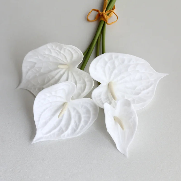Luxury 4Pcs/Bundle Real Touch Anthurium Artificial Flower for Home Decor, Wedding, and Christmas
