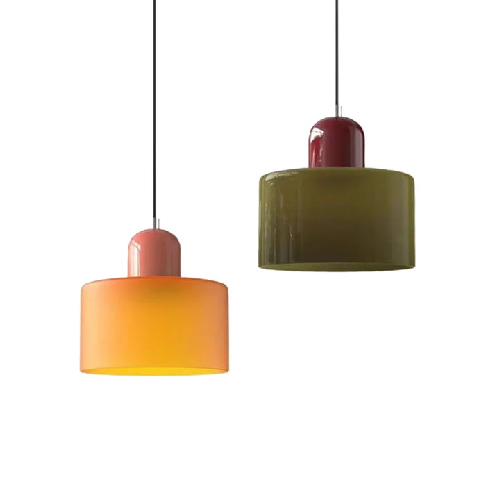 "Nordic Modern Glass Pendant Light – E27 Bulb, Long-Line Chandelier for Bedroom, Restaurant, and Bar – Available in White, Green, Pink, and Orange"