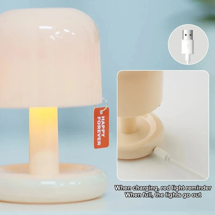 Creative Mushroom Style LED Night Light – Nordic Mini Desktop Lamp, Modern Minimalist Table Light for Coffee Bar, Living Room, and Bedroom