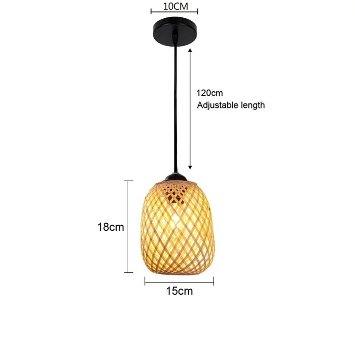 Handcrafted Bamboo Pendant Light – 40cm Rattan Woven LED Ceiling Lamp for Bedroom, Living Room, and Hotel Hall – Eco-Friendly Home Decor