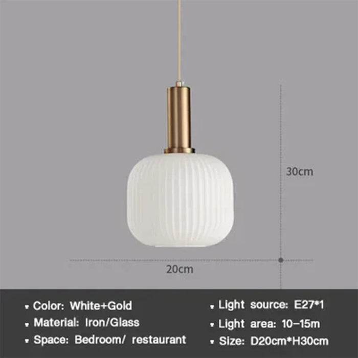 Modern Nordic Glass Pendant Light – Single Head LED Hanging Lamp for Dining Room, Bedroom, Cafe, and Study – White, Green, Cognac & More