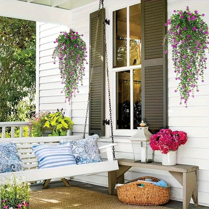 3PCS Artificial Hanging Plants – Faux Eucalyptus Leaf Greenery Vines, UV Resistant Plastic Hanging Decor for Indoor & Outdoor Spaces