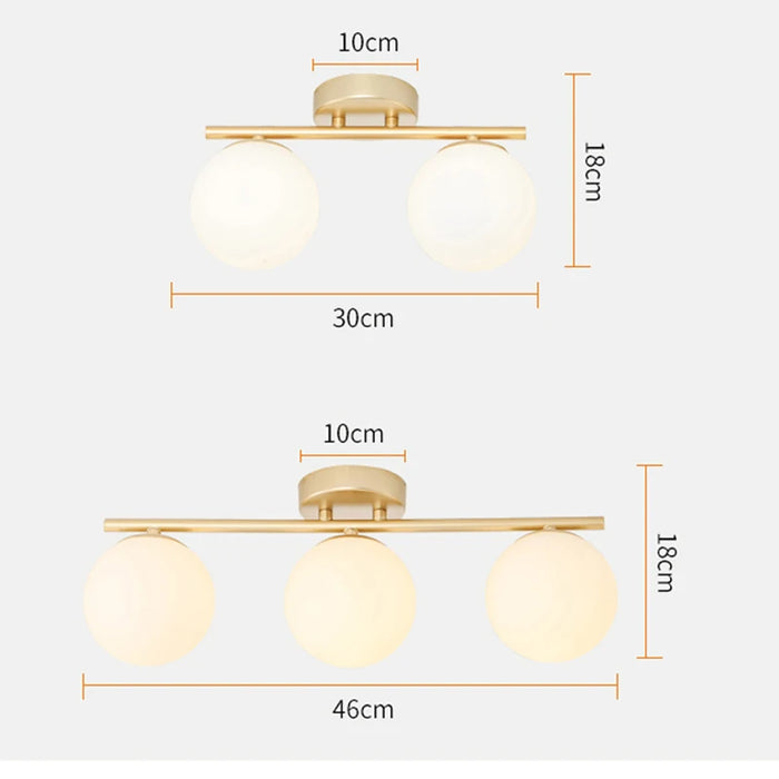 Modern Nordic LED Ceiling Light – Gold Iron and Glass Lamp for Corridor, Aisle, Cloakroom, Balcony, and Bedroom