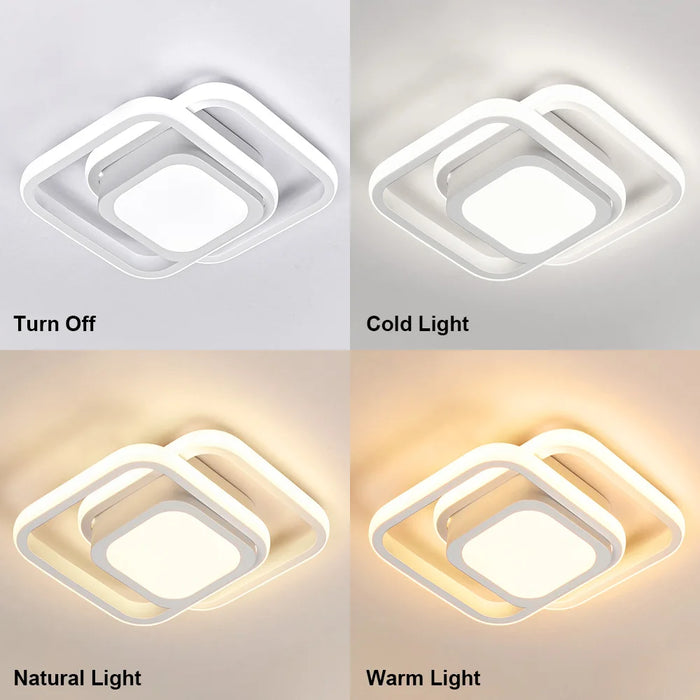 Modern LED Aisle Ceiling Light – 2-Ring Surface-Mounted Lighting Fixture for Hallway, Balcony, and Indoor Spaces