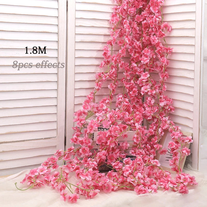 180CM Artificial Sakura Flowers Vine – Wedding Garden Arch, Home Party Decoration, Christmas Bridal Silk Flowers