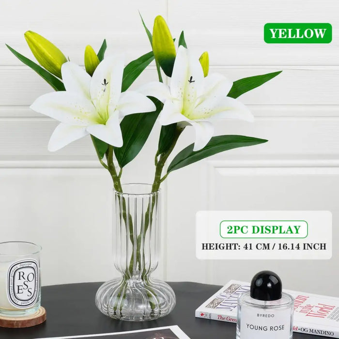 41cm Artificial Silk Lily Bouquet – DIY Creative Floral Arrangement for Home, Wedding, Party & Living Room Decor – Perfect Gift for Friends