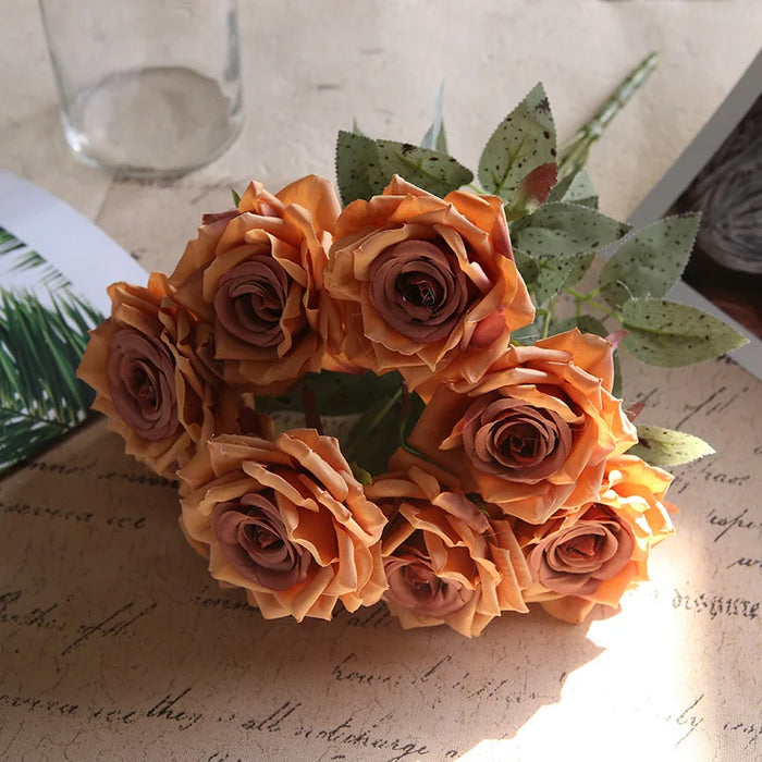 Silk Pink Rose Bouquet – Artificial Flowers for Wedding, Home, Living Room, and Bedroom Decoration