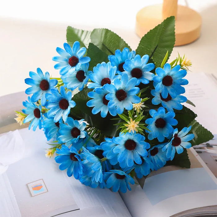 5 Fork 15-Head Artificial Daisy Gerbera Flowers – Silk Chamomile Flower Bouquet for Wedding, Home, and Party Decoration