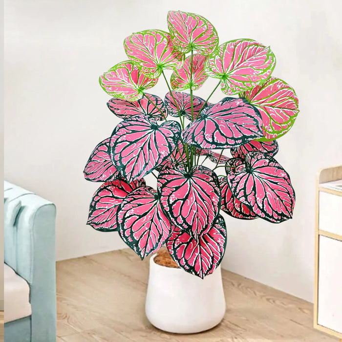 monstera magic plant pink 105cm Artificial Pink Fairy Taro & Monstera Leaves – Silk Green Radish — Clasterior