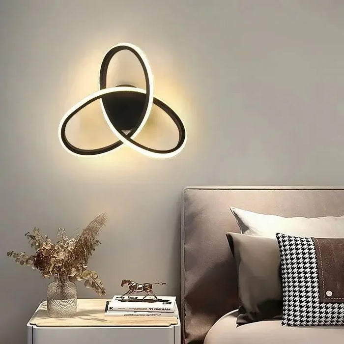 Modern LED Wall Lamp – Trefoil Black & White Ceiling Light for Bedroom, Living Room, Corridor, and Study with Remote Control and Dimmable Options