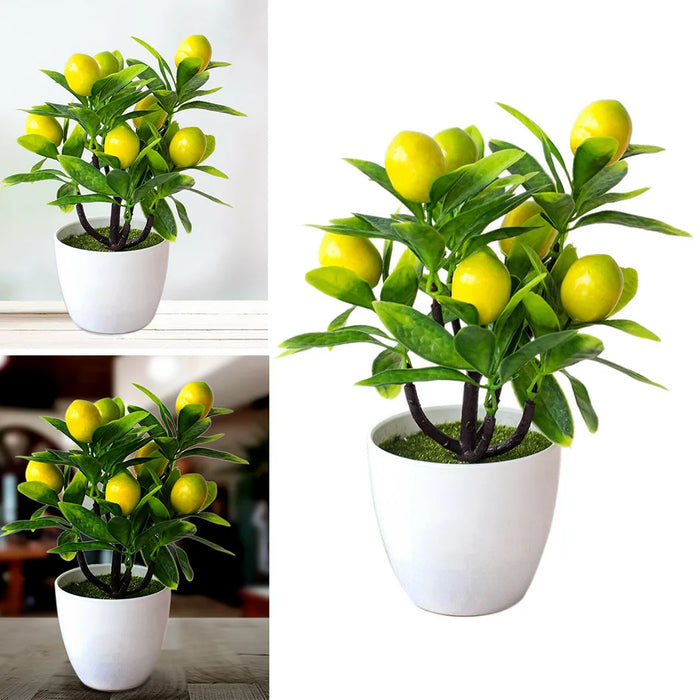 18cm Artificial Lemon Tree – Potted Plastic Fake Plant for Garden, Balcony, and Home Decor