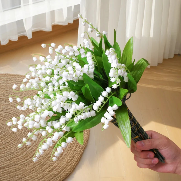 9/12PCS Simulated Wind Chime Flowers – Artificial Bell Orchids Wedding Bouquet, Bridal Holding Flowers, Home & Party Decor