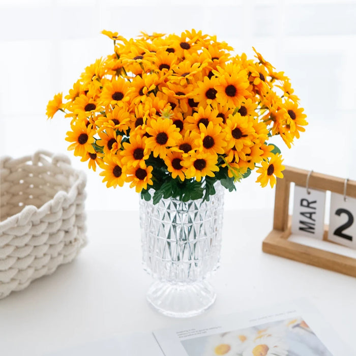 3 Forks 22 Heads Artificial Daisy Bouquet – High-Quality Silk Flowers for Wedding, Home, and Autumn Decorations