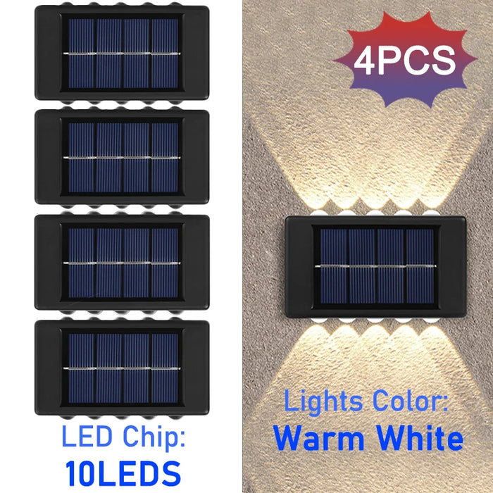 Solar Wall Lights Outdoor – 10 LED Waterproof Security Lamp with Automatic Sensor for Garden, Fence, Porch, and Yard Decoration (Warm/White Light, IP65)