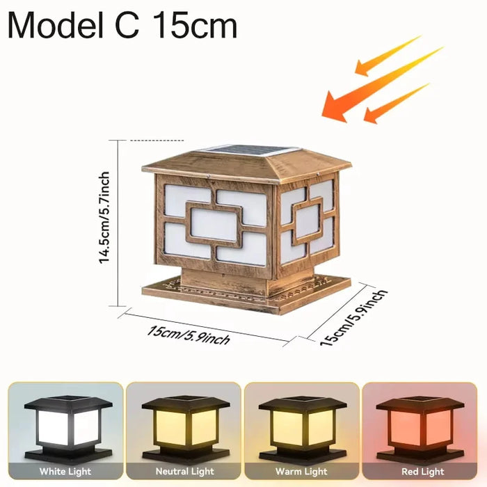 Timed LED Solar Outdoor Pillar Light – Waterproof, Remote Control, 4 Color Modes for Garden, Pathway, and Yard Décor – IP44 Solar Powered LED Lamp