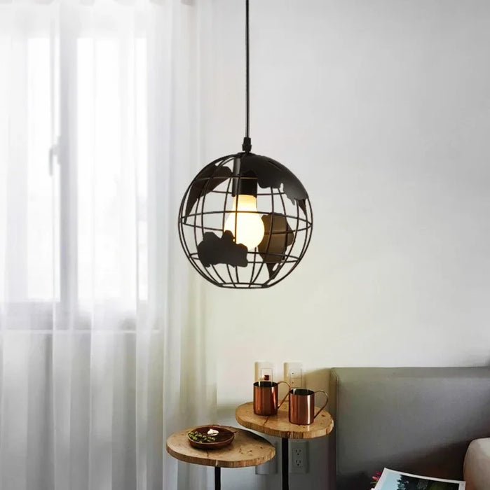 American Iron Globe Pendant Light – Modern Chandelier for Porch, Aisle, Bedroom, and Balcony with E27 LED Bulb (Bulb Not Included)