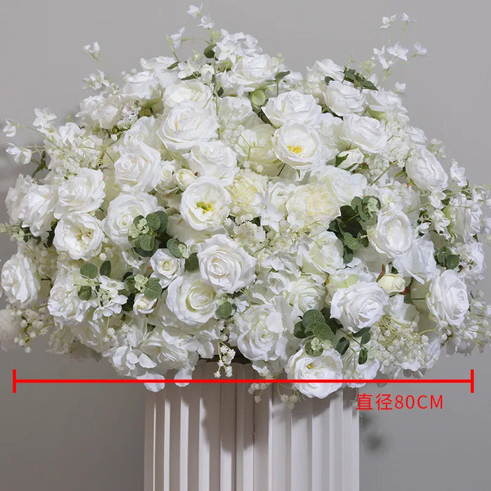 Customized Hydrangea & Rose Artificial Flower Ball – White Silk Flower Ball for Wedding, Table Centerpiece, and Event Decor