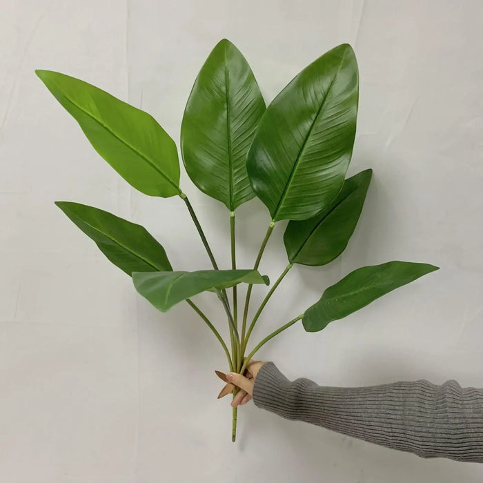 7-Pack Artificial Green Hand Plantain & Canna Leaves – High Simulation Silk Leaves for Landscaping, Flower Boxes, and Outdoor Decor