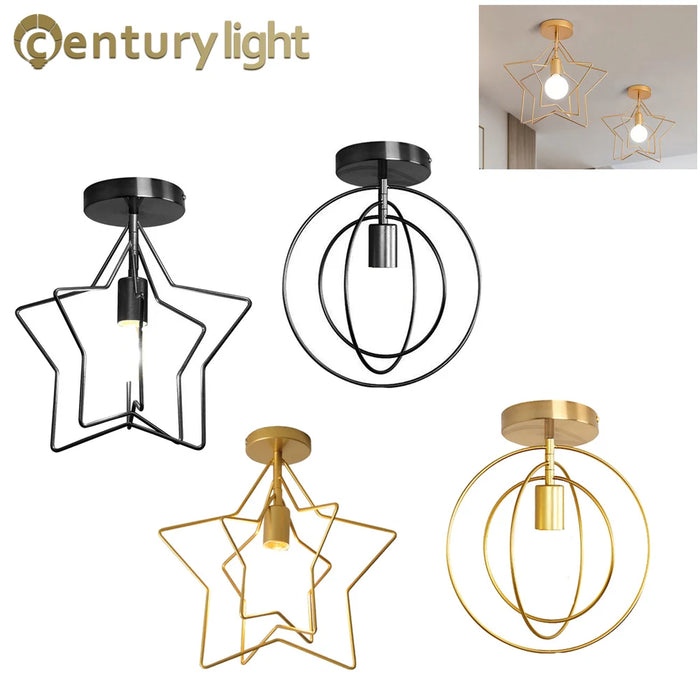 Modern Metal Gold Ceiling Light – Industrial Iron Pendant Lamp for Living Room, Bedroom, Aisle, Loft, E27 Home Lighting Fixture