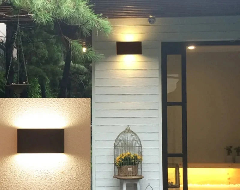 Outdoor Waterproof LED Porch Lights – Dual-Head Up & Down Wall Lamp, IP65 Rated, Modern Aluminum 6W/12W AC85-265V for Indoor & Outdoor Use