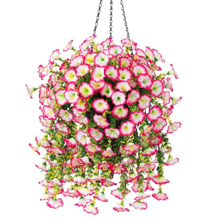 2PCS Artificial Morning Glory Hanging Flowers – Fake Petunia Flowers for Outdoor Garden, Home Decor, and Wedding Decorations