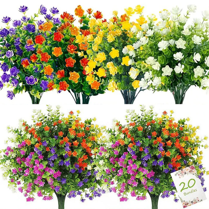 1 Bundle UV Resistant Artificial Flowers – Greenery Shrubs for Outdoor, Kitchen, Office, Wedding, and Garden Decor