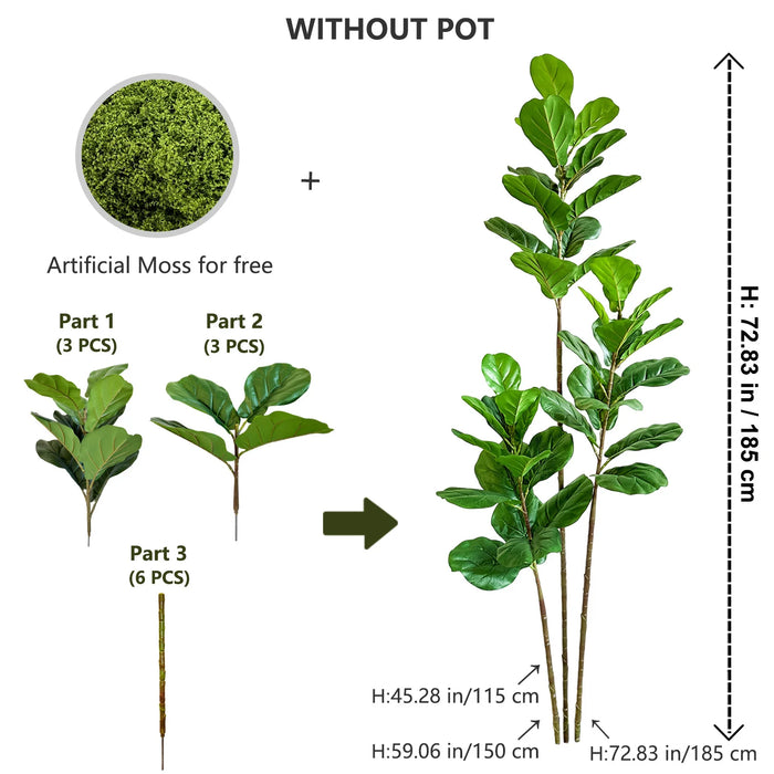 Artificial Fiddle Leaf Fig Tree – 115-240cm Faux Plant for Home, Office, Wedding, and Garden Décor