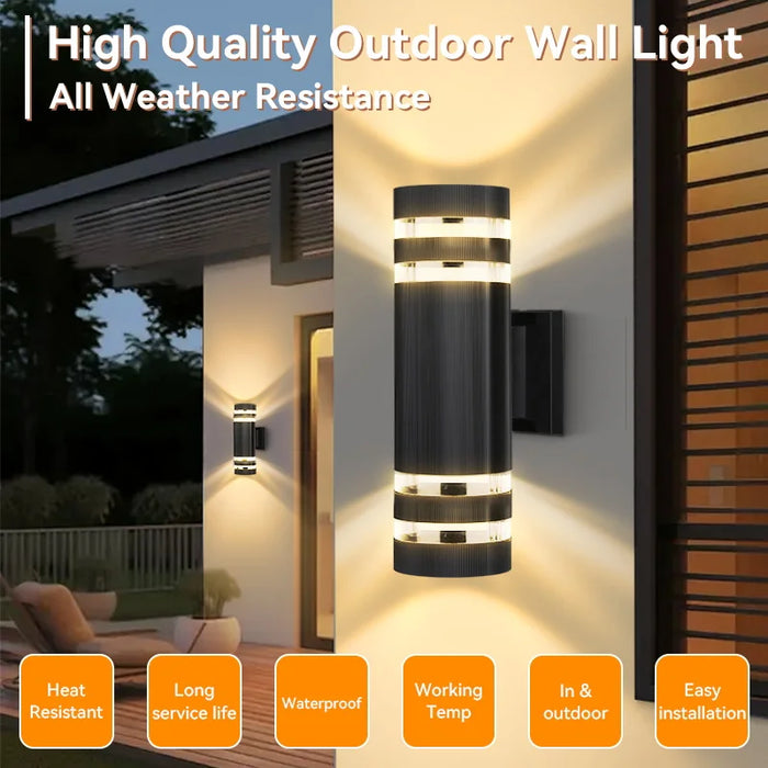 Outdoor Waterproof LED Wall Light – E27 Bulb, Up & Down Facade Lighting for Garden, Stairs, and Entrance