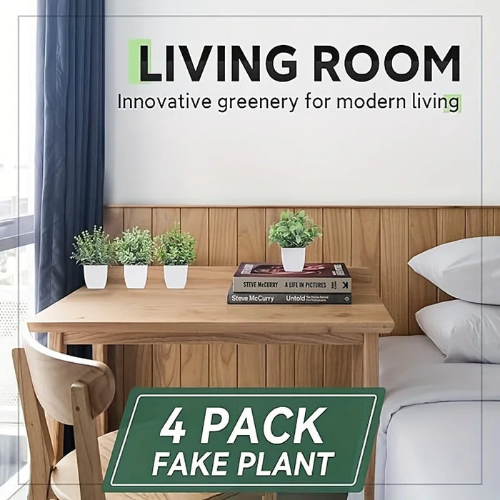 Artificial Green Potted Plants – Fake Bonsai with Pot for Living Room, Office, Bedroom, and Desk Décor – 1/4pcs Plastic Artificial Plants for Home and Party