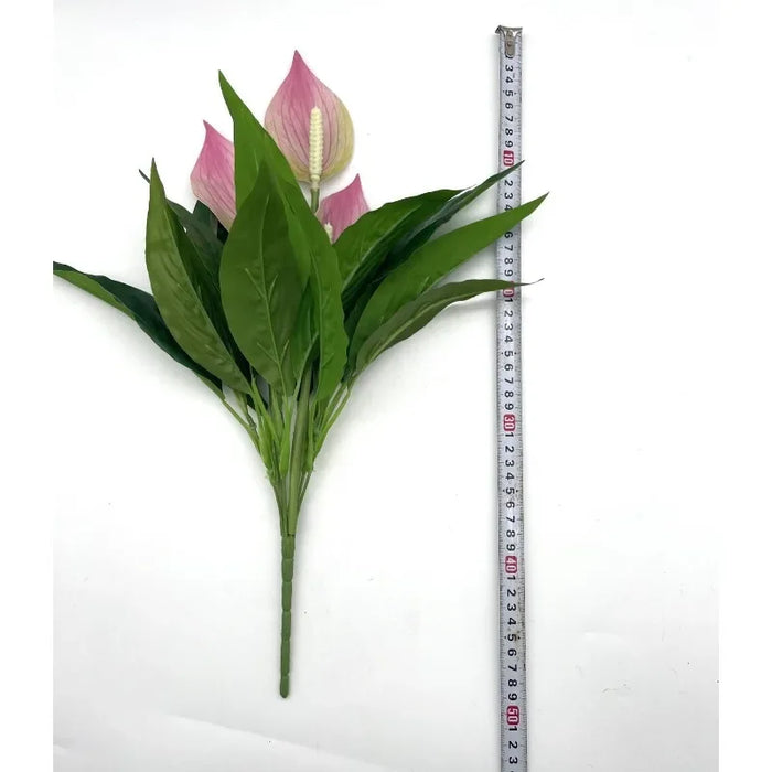 Artificial Anthurium Potted Plant – Lifelike Green Plant Desktop Ornament for Home, Office, and Wedding Decoration