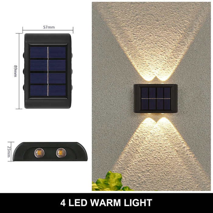 Outdoor Solar Wall Lamp – 4/6/12/16 LED Waterproof Up and Down Luminous Lighting for Garden, Street, and Balcony Decor