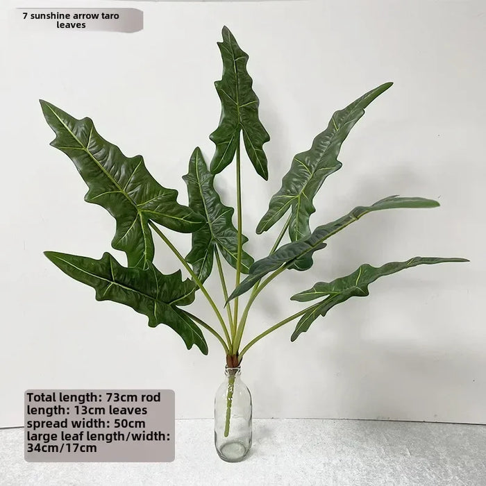 7-Pack Artificial Green Hand Plantain & Canna Leaves – High Simulation Silk Leaves for Landscaping, Flower Boxes, and Outdoor Decor