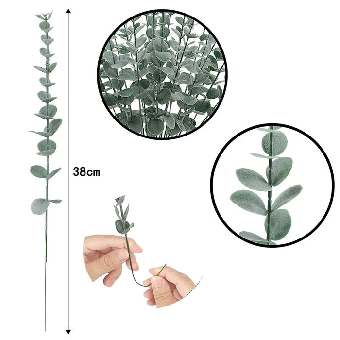 12pcs Artificial Eucalyptus Stems – Silver Dollar Greenery for Wedding Bouquets, Floral Arrangements, and Home Decor