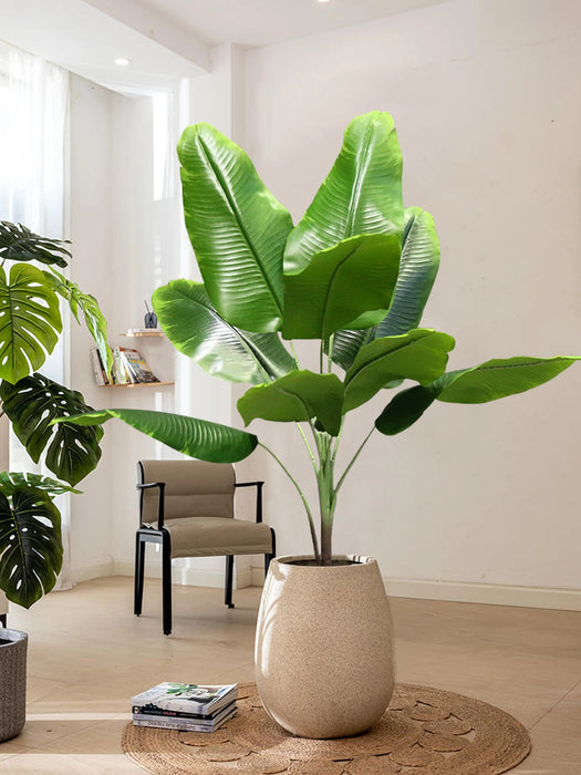 Large Artificial Banana Plant – 78cm/70cm Tropical Fake Monstera Leaves, Real Touch Plastic Palm Tree for Home, Garden, and Office Decor