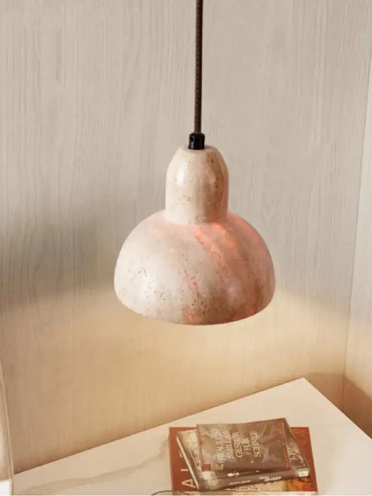 Wabi-Sabi Pendant Light – Yellow Cave Stone Bedside Lamp for Bedrooms, Restaurants, and Modern Decor