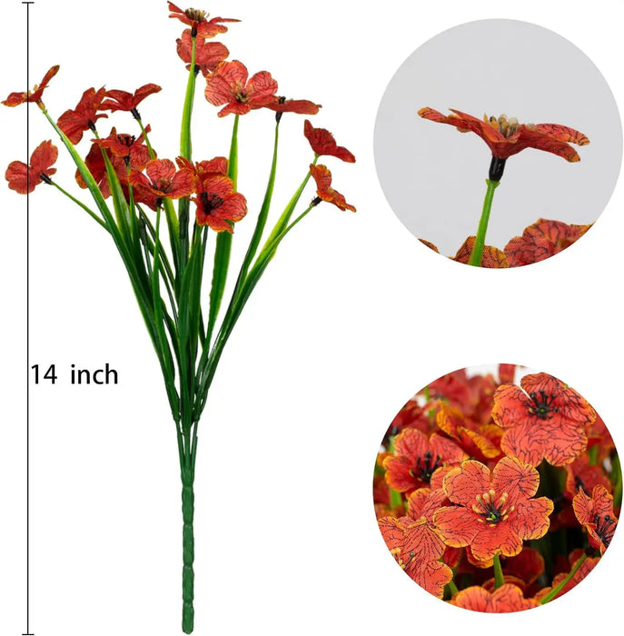2/6/10 Bundles Outdoor Artificial Flowers – UV Resistant Faux Silk Flowers for Garden, Front Porch, and Outdoor Décor