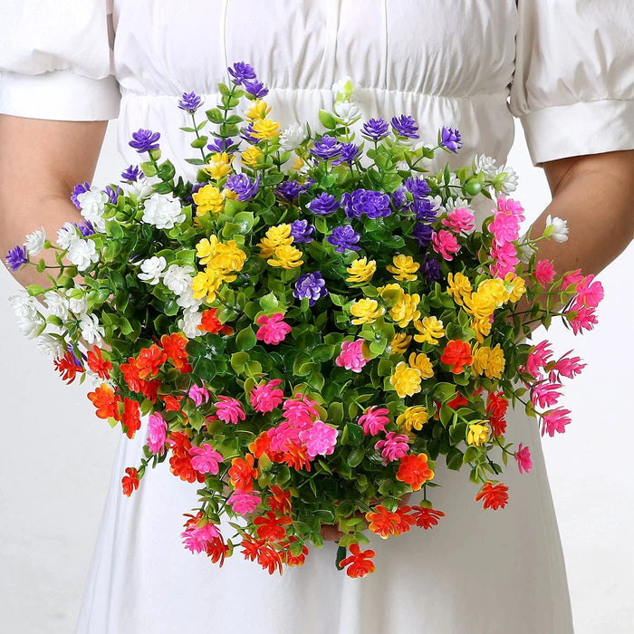 UV Resistant Artificial Flowers – Plastic Hanging Shrubs for Garden, Porch, Window Box & Home Decoration
