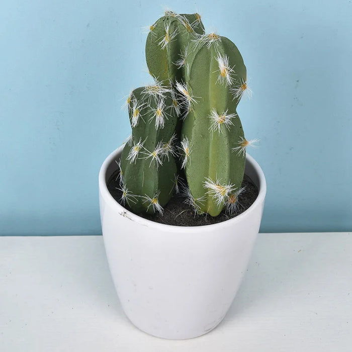 Mini Fake Plastic Cactus Bonsai – Realistic Artificial Succulent Plant for Home, Office, Living Room, and Desk Decor (No Pot)
