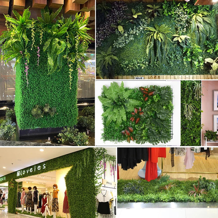 60x40cm Artificial Green Wall Panel – Realistic Fake Plants for Home Garden Jungle Decor, Lawn Decoration & Outdoor Fence
