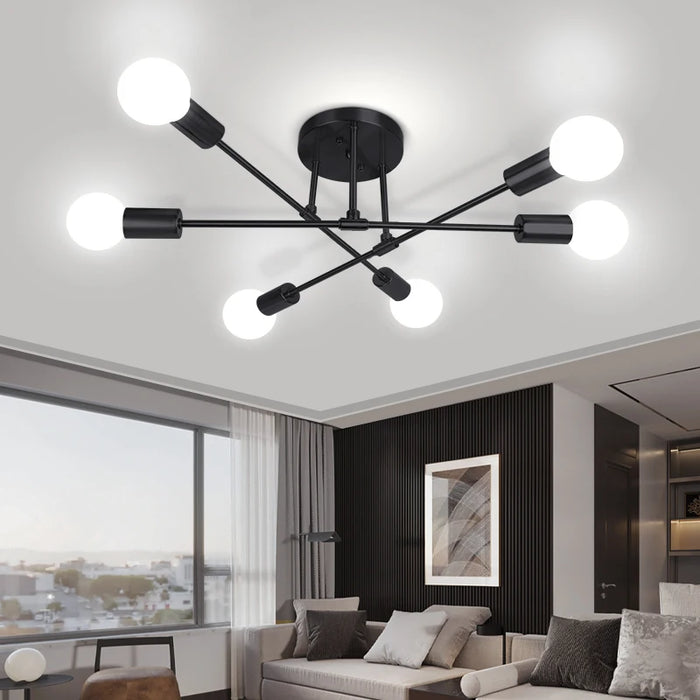 Modern LED Ceiling Chandelier – 6-Light Hanging Pendant Lamp for Living Room, Dining Room, and Kitchen