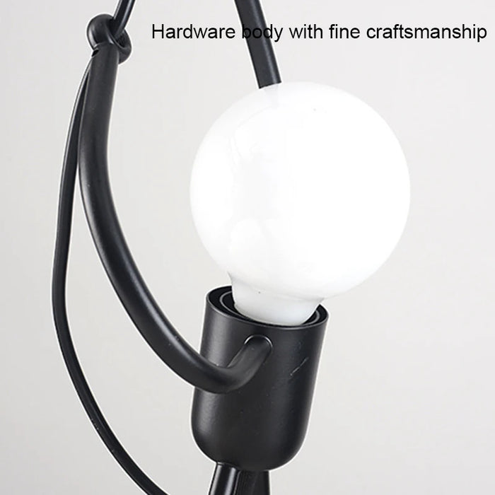 Vintage LED Pendant Light – Iron Little Man Hanging Lamp for Home, Children's Room, Dining Table, and Living Room Decoration