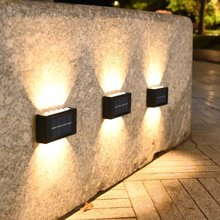 Outdoor Solar Wall Lamp – 4/6/12/16 LED Waterproof Up and Down Luminous Lighting for Garden, Street, and Balcony Decor
